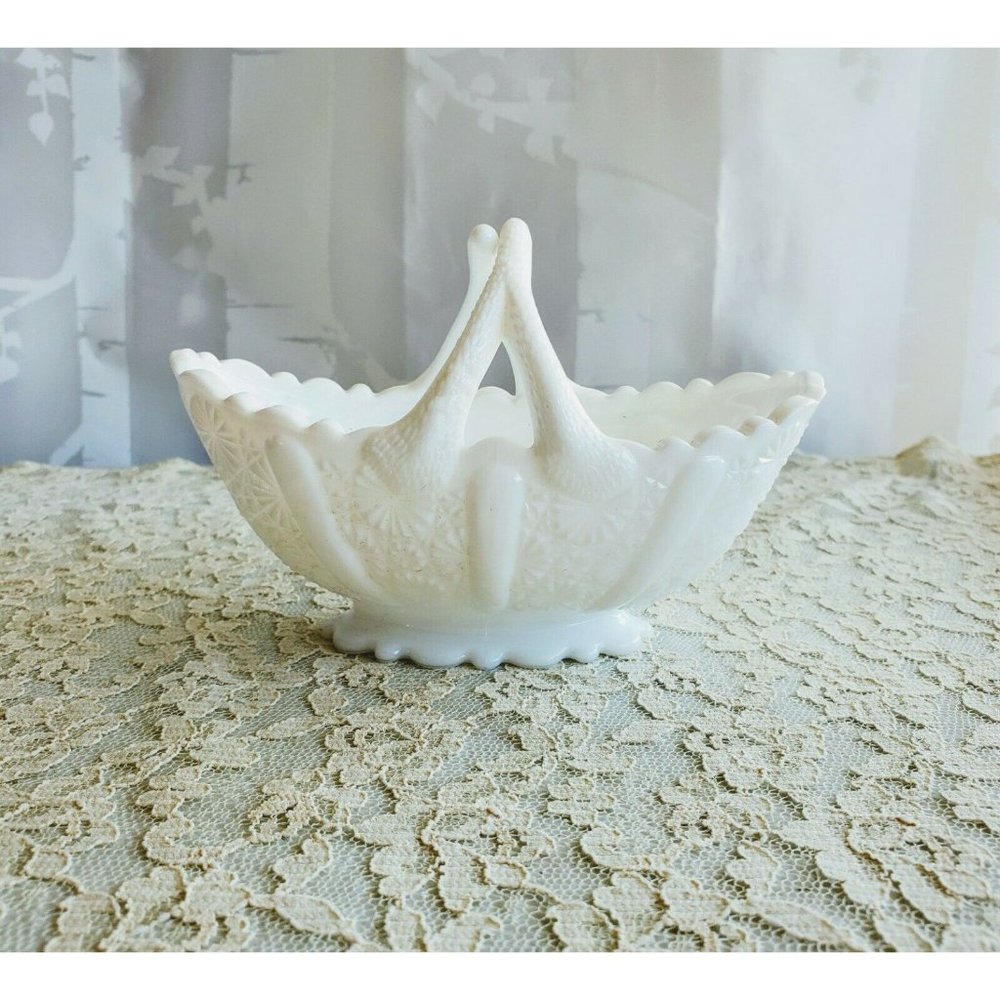 Vintage Fenton Milk Glass Basket Unique Style and